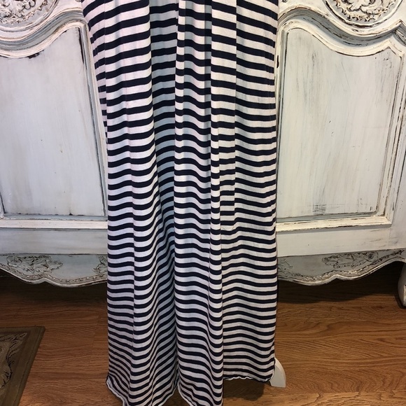 Fora Navy and White stripe 100% Cotton Knit  Backless Maxi Summer Dress Size /S - Picture 3 of 9